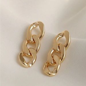 14k gold plated chain design drop earrings